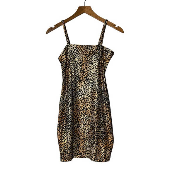Vintage Leopard Print Nylon Mini Dress Womens One Size - Picture 1 of 8